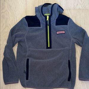 Vineyard Vines Kids Gray and Navy Fleece Hoodie